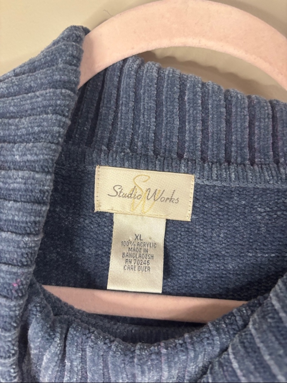 Studio Works Navy Ribbed Funnel Neck Sweater - Picture 2 of 3